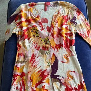 Charlotte Womens Size M Multi-Colored All Cotton Cardigan Sweater
